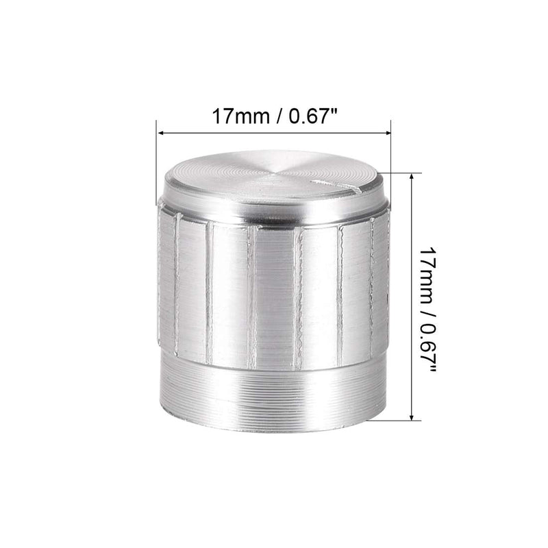 uxcell 5pcs Potentiometer Knob Knurled Shaft Siver Tone Aluminum 6mm Shaft Dia. Rotary Knob 17mmx17mm Volume Control Knob