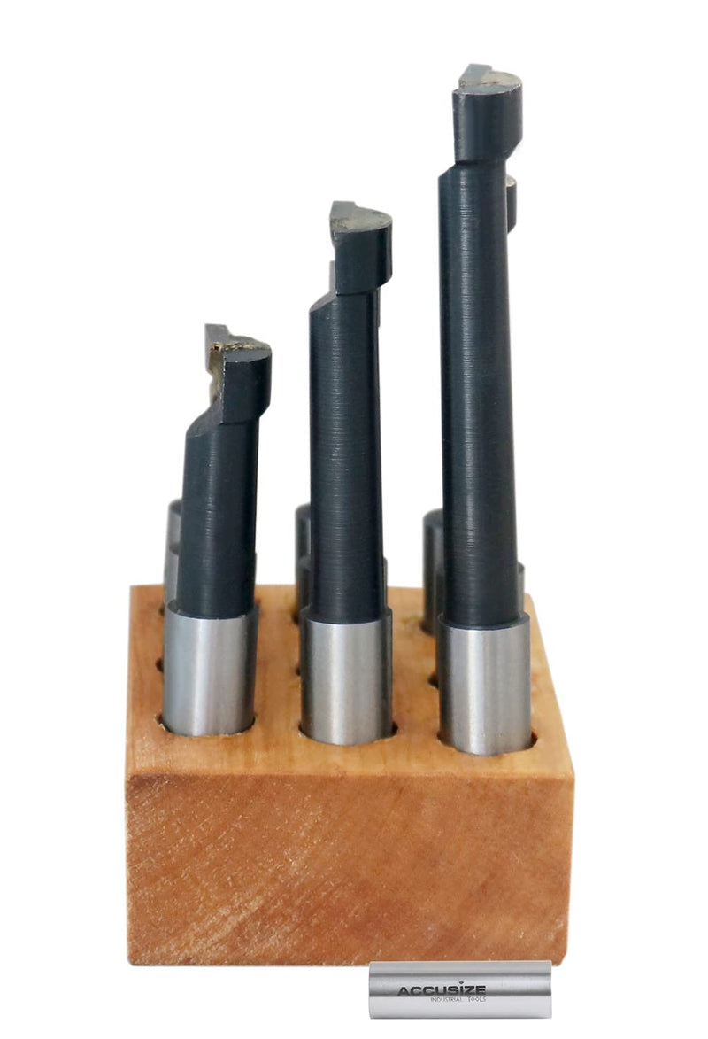 Accusize Industrial Tools 1/2'' 9 Pc Carbide Tipped Boring Bar Set, 0375-0333 | C-6 Grade Carbide, Precision Ground Shanks +0/-0.0005 in, 1/2 in Shank, 9 Pc