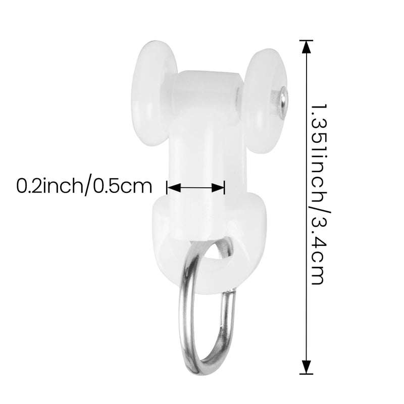 Curtain Track Rollers,20pcs Smooth-Glide Ceiling Track Rollers, Silent Wheels for Drapes, Curtain Rail Pulley Gliders 20pcs/Pack
