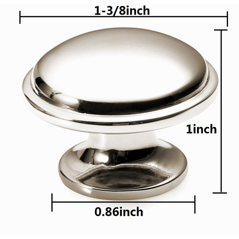 khtumeware 10 Pack 1-3/8 inch(35mm) Polished Nickel Cabinet Knobs Round Drawer Knobs Kitchen Cabinet Hardware Zinc Mushrooms Knobs for Dresser Drawers