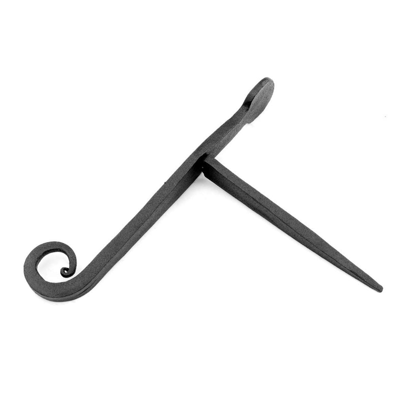 Renovators Supply Manufacturing Shutter Dogs 7 In. Rat Tail Shaped Black Wrought Iron Shutter Dogs With Mounting Hardware