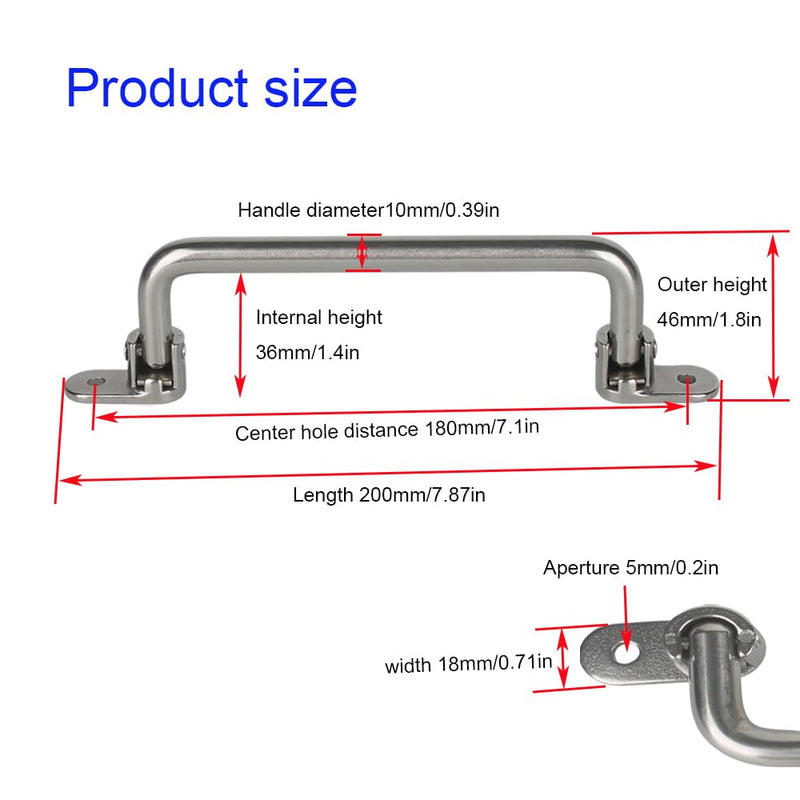 304 Stainless Steel Folding Pull Handle 90 Degrees Folding Handle,Door Pull Cabinet Handle Toolbox Handle (Total Length 7.9“) Total length 7.9“