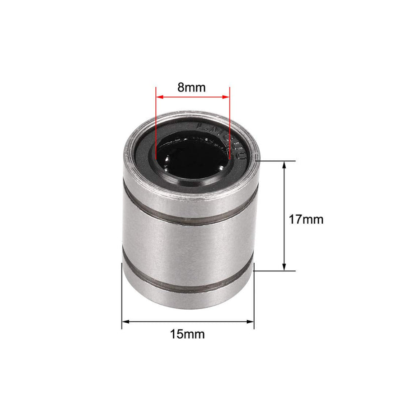 uxcell LM8UU Linear Ball Bearings 8mm Bore 15mm OD 17mm Long for CNC Machine 3D Printer 10pcs