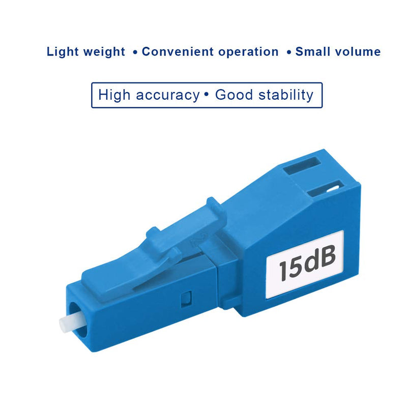 FLYPROFiber- 15dB LC Attenuator LC/UPC SM Single Mode Fixed Optical Attenuator, Male-Female, 2pack 15db/LC 2