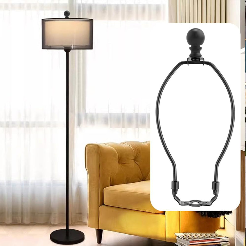 8 Inch Lamp Harp, Black 2 Set Lamp Harps and Finial, Metal Lamp Shade Harp Holder, DIY Detachable Lampshade Bracket Adapter Hardware, Replacement Table & Floor Light Accessories Parts Repair 8inch Metal Finials