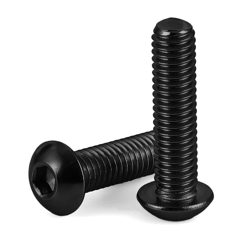 1/4-20 x 3/8" Button Head Socket Cap Screws, Allen Socket Drive, Black Oxide, Grade 10.9 Alloy Steel, Fully Threaded, 30 PCS 1/4-20 x 3/8"