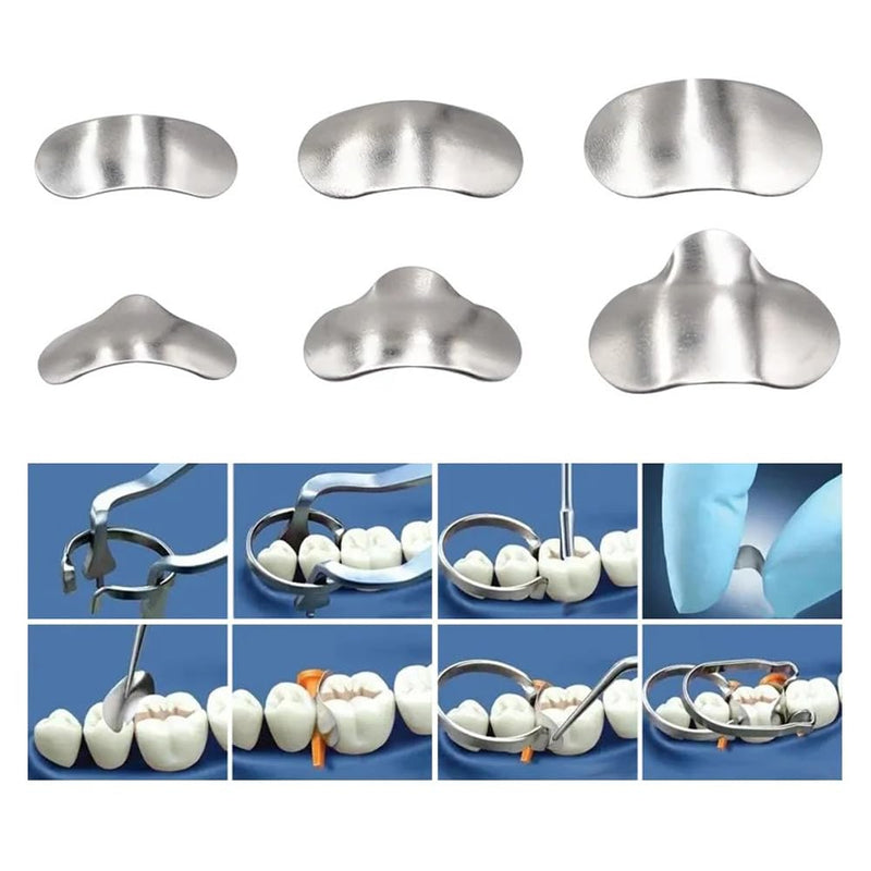 50Pcs Dental 50μm Sectional Contoured Metal Matrices Matrix Refill (Medium with Ledge) Medium with Ledge
