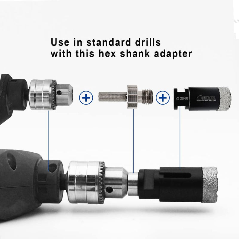 SHDIATOOL Adapter for Core Bits Conversion 5/8-Inch-11 Male to 3/8-Inch Male Hexagon Shank for Drill Machine 5/8-11 to Hex Shank,1-Pk