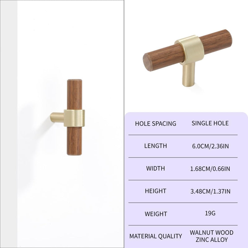 10 Pack Zinc Alloy Black Walnut Kitchen Pulls Cabinets Furniture Pull for Dresser Wardrobe Cupboard Drawer Knobs Pulls Handles Single Hole 10