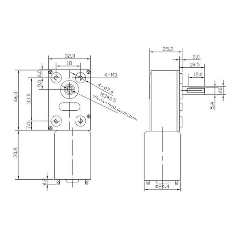 370WG DC Worm Gear Motor 6V DC 30RPM Self-Locking Reversible Reducer Electric Motor ‎6V