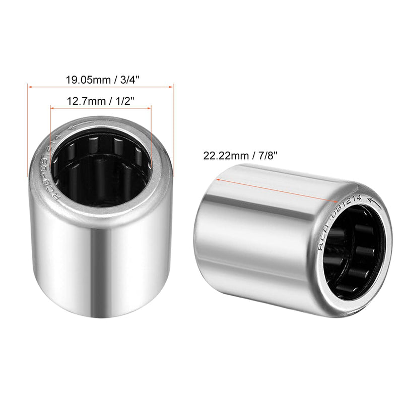 uxcell RCB081214 Needle Roller Bearings, One Way Bearing, 1/2" Bore 3/4" OD 7/8" Width 2pcs 1/2x3/4x7/8"
