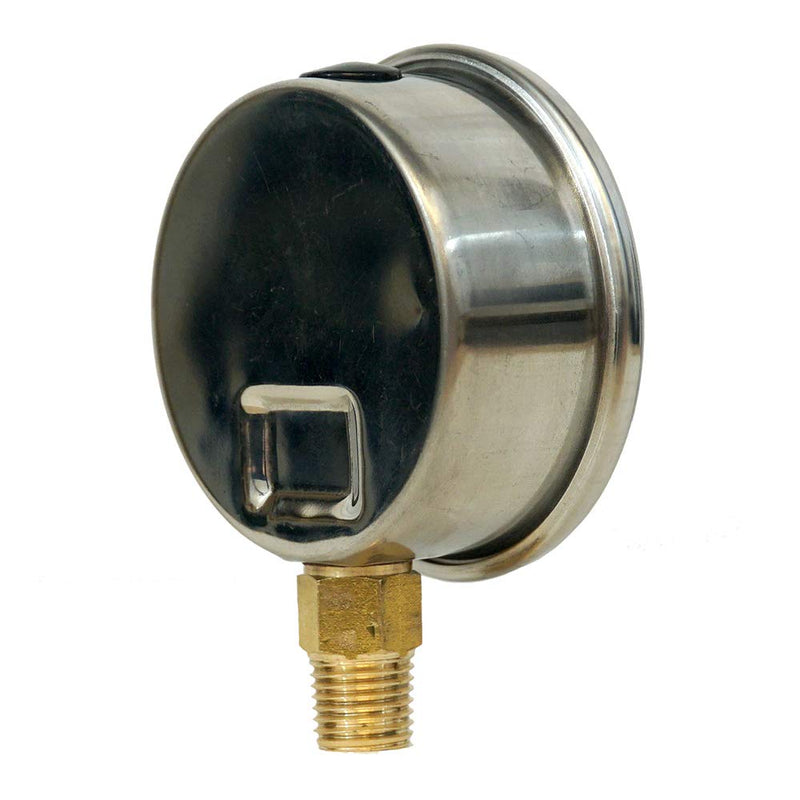 Merrill MFG 2-1/2" Liquid Filled Pressure Gauge, 0–100 PSI/kPa, Stainless Steel Case, 1/4" NPT Lower Mount, No-Lead, Vibration-Resistant (100 PSI Range) 100 PSI