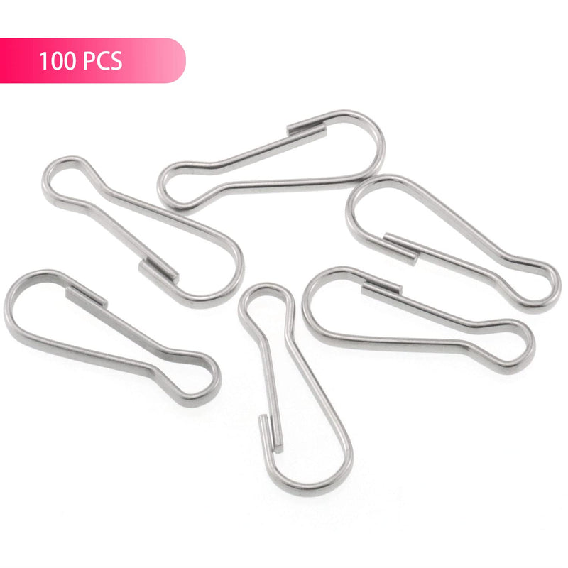 100PCS 1Inch / 25mm 304 Stainless Steel Metal Spring Hooks Rust-Proof Lanyard Snap Clip Hooks for Key Chain, ID Card, DIY Spring Clip