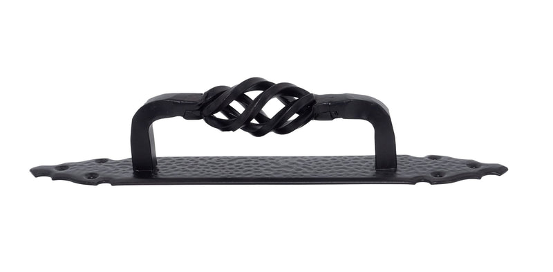 Fiesta Brands 11 Inch Door Pull Black Gate Handle Antique Rustic Hardware Twisted Birdcage Barn Door Handle, Heavy Duty Black Long Plate for Closet,Gate,Shed Door,Window,Fence,Garage