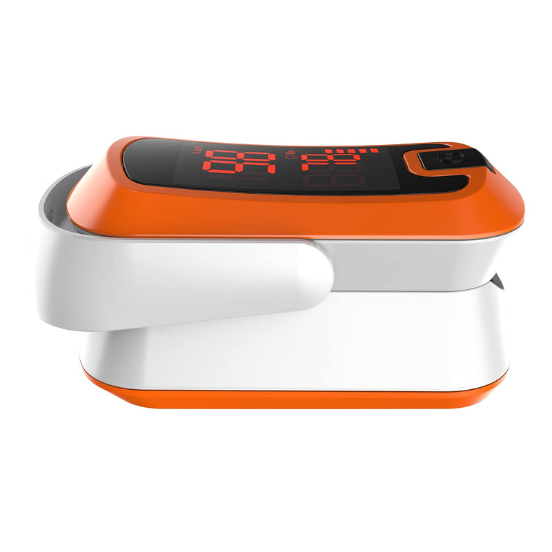 MIBEST Orange LED Finger Pulse Oximeter - Blood Oxygen Saturation Monitor - SPO2 Pulse Oximeter - Portable Oxygen Sensor with Included Batteries - O2 Saturation Monitor with Carry Pouch Orange - LED