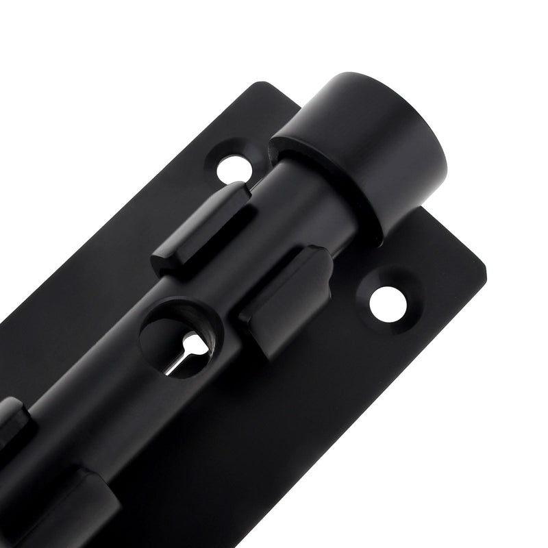 Sliding Bolt Gate Latch, 2Pcs 6.3 Inch 304 Stainless Steel Barrel Bolt Latch with 10 mm Padlock Hole, 14 mm Bolt Heavy Duty Black Door Latch Lock 6 Inch