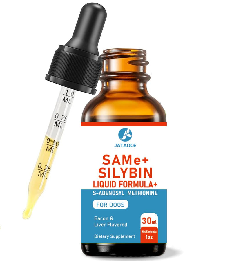 SAMEe for Dogs 500mg Liquid Drops with Silybin – Bacon Liver Flavored Liver Support Supplement for Dogs – S-Adenosyl Methionine & Milk Thistle Extract – 30ml (1oz) 1 Fl Oz(Pack of 1)