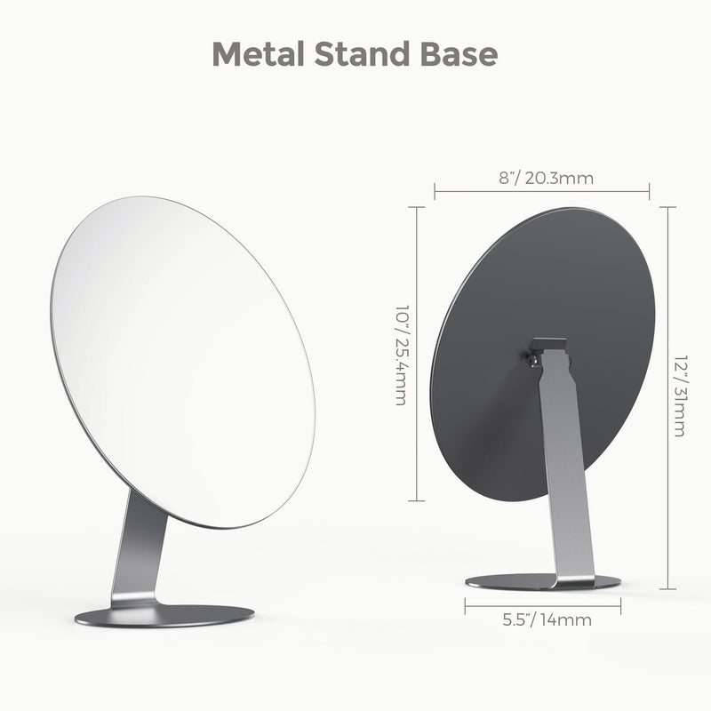 Oval Makeup Mirror for Desk, 12 Inch Frameless Metal Standing Table Top Mirror, Adjustable Angle Oval