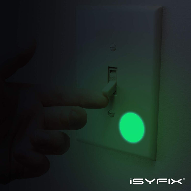 iSYFIX Glow in The Dark Dots Stickers - 60 Pack, 1 Inch - Premium Self-Adhesive Photoluminescent Vinyl, Safety Sticker, Perfect to Mark Stairs, Exits, Steps, Garages, Home, Office, Switches & Walls.