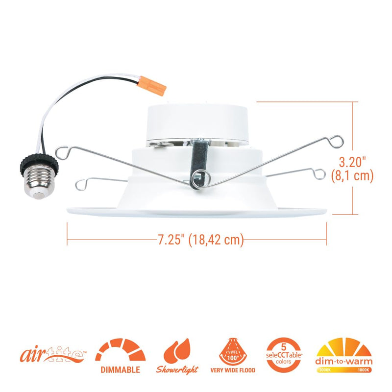 HALO RL Series 5/6 inch Recessed LED Retrofit Light, Selectable CCT (2700K-5000K) Integrated LED, Dim to Warm, White Retrofit Baffle Trim, 700 Lumens 600 Lumens
