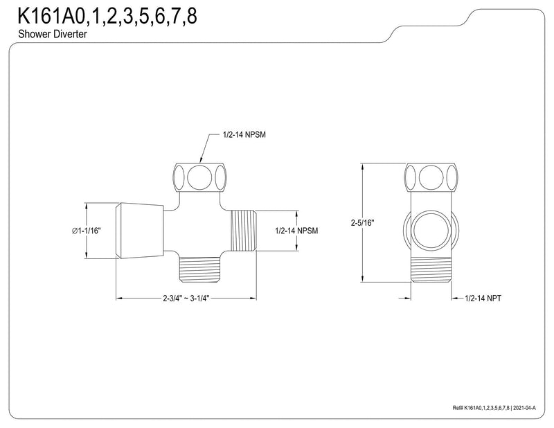 Kingston Brass K161A8 Designer Trimscape Showerscape Shower Diverter, Brushed Nickel