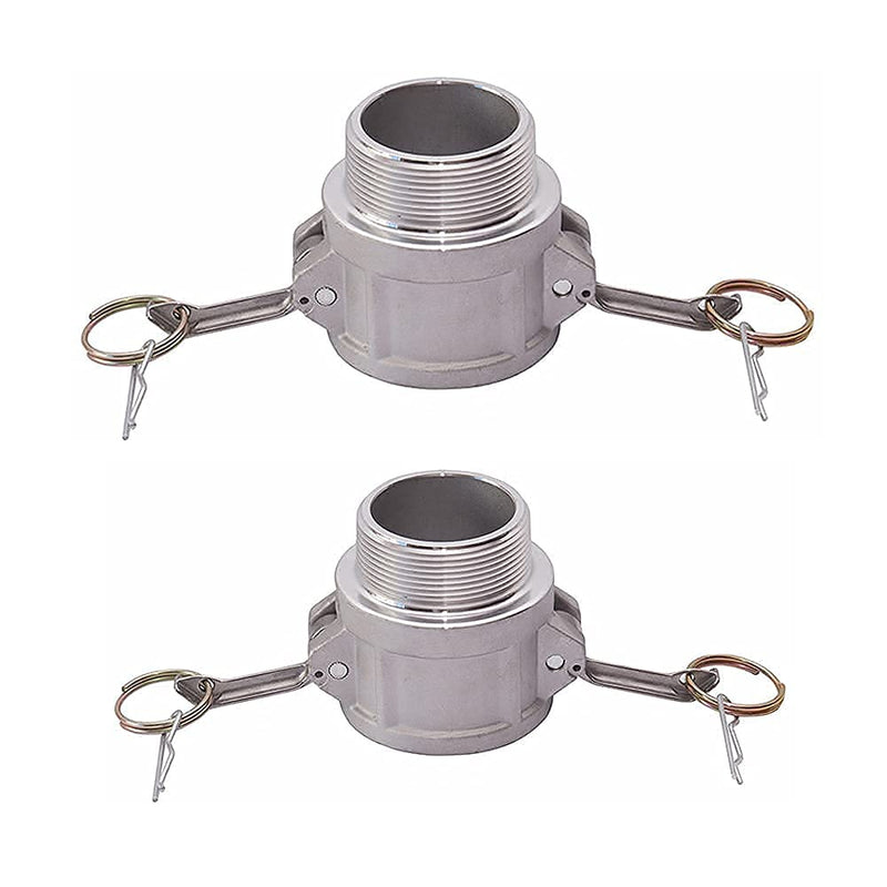 2 pcs Aluminum cam lock fittings (2" Part B) cam groove hose fitting camlock fittings, Male Adapter Female NPT Thread camlock fitting (2'') 2 Inch