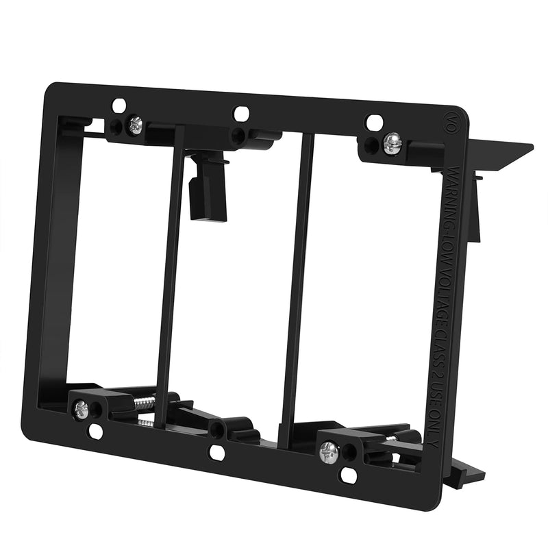 TNP Low Voltage Mounting Bracket, 3-Gang Mounting for Wall Plate, Horizontal/Vertical - Black 3Gang