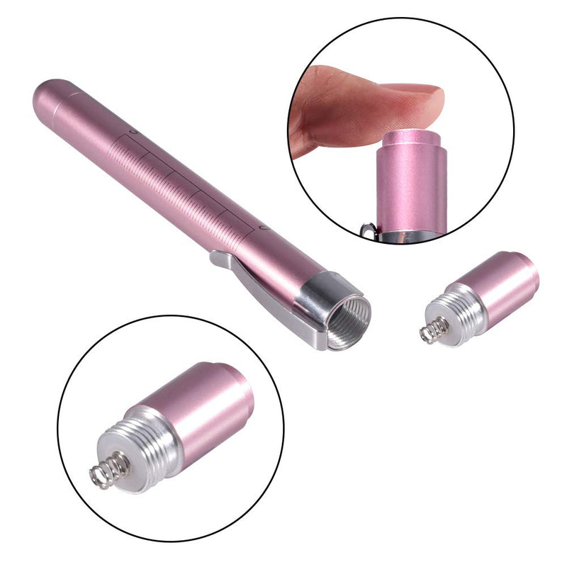 Aokin Pen Light with Pupil Gauge, Reusable LED Penlight Medical for Doctor Nurse Diagnostic etc, White Light, Rose Gold and Purple