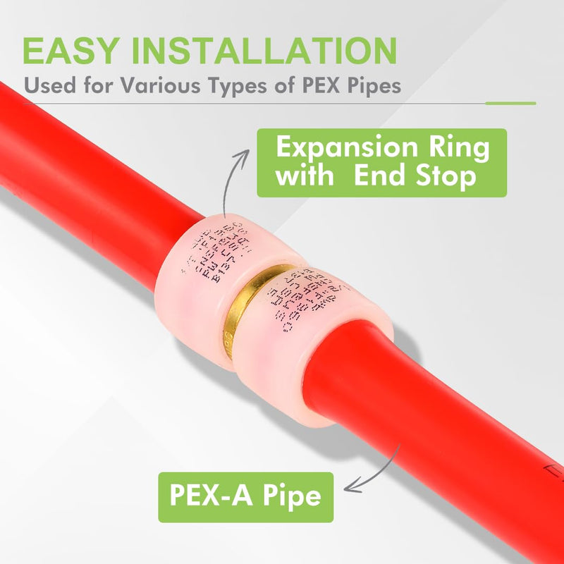 15 Pack 1/2" Pex-A Expansion Fittings Set, 5 Each Elbow Tee Coupling Heavy Duty Brass PEX-A Fittings for For Pipe-A pipe connection, NSF/ANSI 61 NSF 372 Certificate, ASTM F1960 Certified 1/2" Pex-A Coupling,Elbow,Tee (Each 5 Piece)