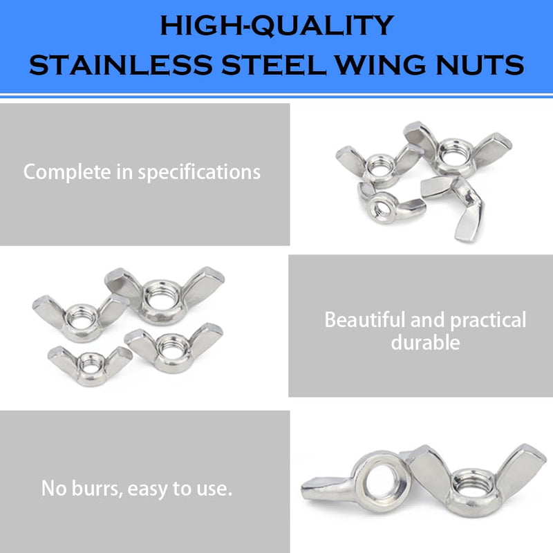 Hooshing 20PCS M6 Wing Nuts 304 Stainless Steel Fasteners Parts Screws Hand Twist Tighten Ear Butterfly Nuts 20