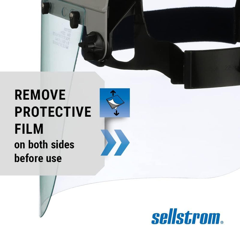 Sellstrom Advantage Face Shield - Lightweight Mask with Crown & Ratchet Headgear, for Work, Grinding, Cutting - ANSI Z87.1 - Clear Uncoated Polycarbonate Window Standard Binding