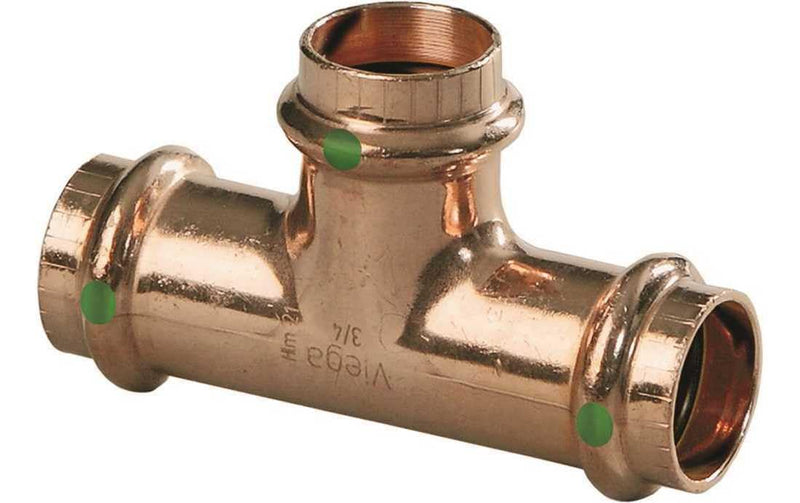 Viega 77387 ProPress Zero Lead Copper Tee with 3/4-Inch P x P x P, 10-Pack 10 Pack