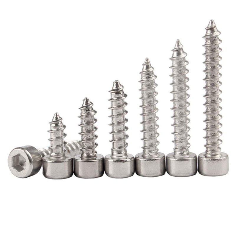 Fasteners Tools Nails Screws - Hardware Self Tapping Screws Metric Thread Stainless Steel Hex Socket Cap Screw M4 M5 M6 M4x12 (60pcs) Silver