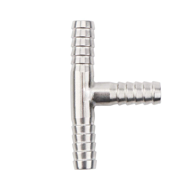 Beduan Stainless Steel 3/8" Hose Barb, 3 Way Tee T Shape Barbed Co2 Splitter Fitting 3/8” x 3/8” x 3/8”