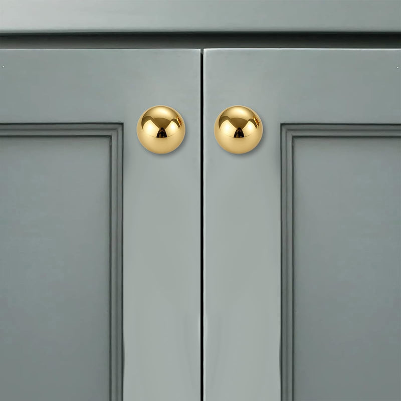 5 Pack 1 inch Unlacquered Brass Cabinet knobs, 100%-Solid-Brass knobs, Round Cabinet Pulls. Suitable for cabinets/Drawers/Closets. Retro Round Handles. 5