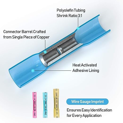 Wirefy Heat Shrink Wire Connectors Kit - a Resistant Electrical Connectors - Automotive Butt Connectors - Insulated Ring, Spade, Fork, Hook Crimp Terminals - 22-10 Gauge - 270 PCS 270 pieces kit - NewNest Australia