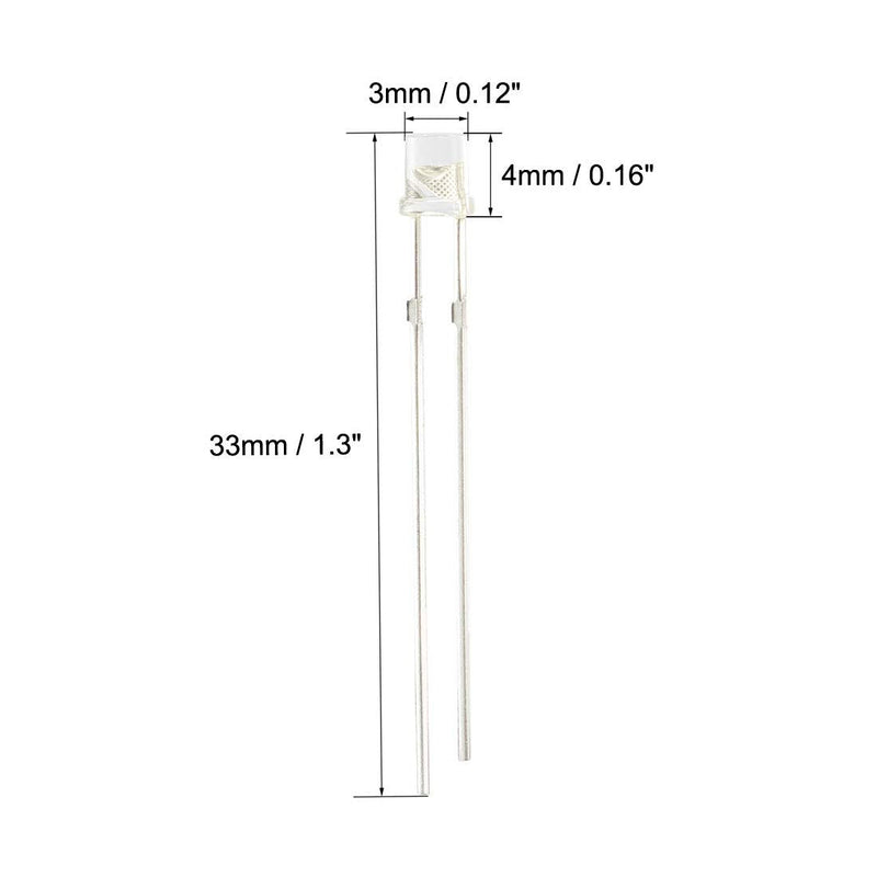 uxcell 10pcs Photosensitive Diode Photodiodes Light Sensitive Sensors,3mm Clear Flat Head Receiver Diode 1