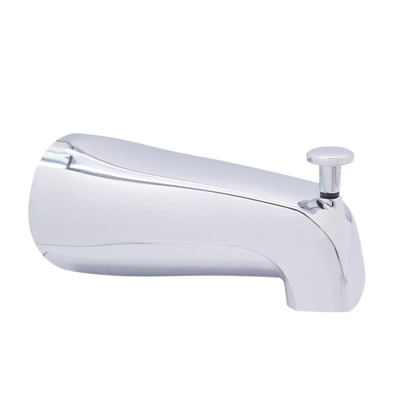 Westbrass E531D-1F-2-26 5-1/4" Reach Wall Mount Tub Spout with Front Diverter, Chrome (2-Pack) Polished Chrome 2 Pack