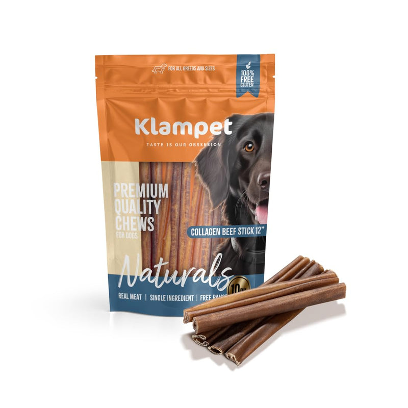 Collagen Sticks for Dogs – 12 Inch (10 Pack) Natural Single-Ingredient Beef Chews – Long-Lasting & Fully Digestible – Supports Dental & Joint Health (12" (10 Pack)) 1.05 Ounce (Pack of 10)