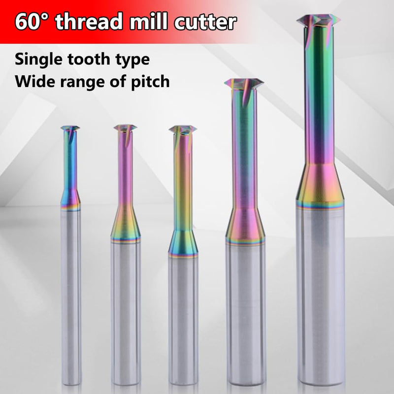 Metric Carbide Thread Milling Cutters Threading End Mills for Aluminum Thread Angle 60 Degrees CNC for Metal Working Replace Taps-(5pcs D3.15×Picth0.5-0.8) NFC-D3.15×P0.5-0.8