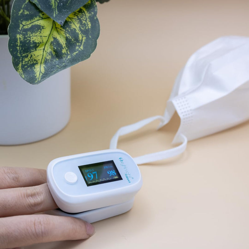 Bluetooth Fingertip Pulse Oximeter - Measures Oxygen Level, Pulse Rate & Respiration Rate - Compatible with Mobile App - Audio Alarm - Battery Life Up to 24hrs of Use