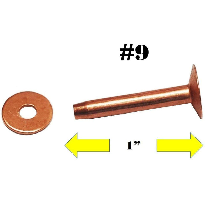 10 Pack Solid Copper Rivets W/Burrs 1"