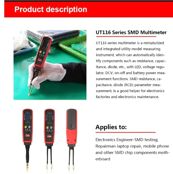 UNI-T Uni-Trend Multimeter clamp Meter UT116A UT116C Digital Tweezers Smart SMD Tester Electrical Multimeter Resistance Capacitance Continuity Diode Test Meter(UT116A) UNI-T UT116A