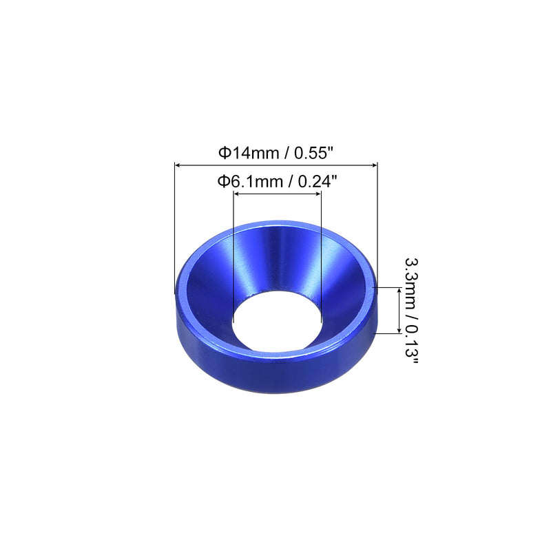 uxcell 20 Pcs M6 Finishing Countersunk Washers, Aluminum Alloy Screw Gaskets, Cup Head Washer Gasket for Mechanical Accessories Parts, Dark Blue