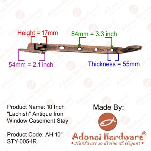 Adonai Hardware "Lachish" Heavy Duty Antique Cast Iron Sturdy Window Casement Stays (10" x 2 Pack, Matte Black) for Vintage Recycled Wooden Barn Windows, Camper, Old Fashioned Style Farmhouse 10 Inch x 2 Pack (Lachish) Matte Black Powder Coated