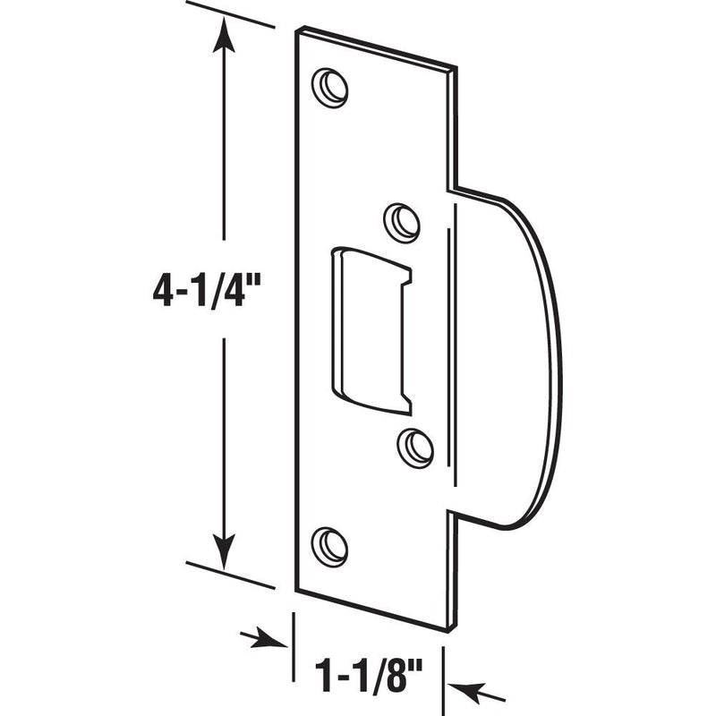 Prime-Line U 9474 Security Latch Strike, 1-1/8 In. x 4-1/4 In., Stamped Steel Construction, Chrome-Plated Finish (Single Pack)