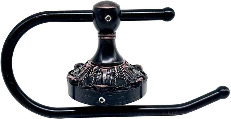 Antique Brass Toilet Roll Holder Brush Bronze Wall Mounted Toilet Roll Holder Open Arm Towel Holder Tissue Roll Holder for Bathroom Kitchen (Oil Matte Black) Oil Matte Black
