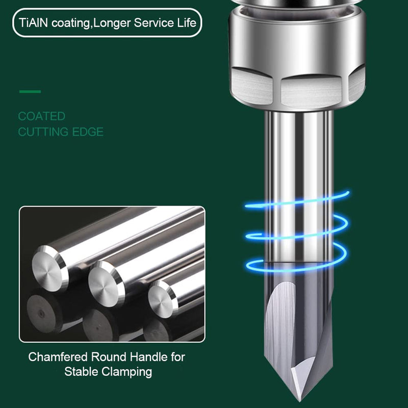 ASNOMY 4Pcs Carbide Chamfer End Mill V Groove Router Bit 60 Degree and 90 Degree, 3 Flutes CNC Milling Cutter V Bits for Carving and Engraving 4 5/32" & 1/4", 60 & 90 Degree