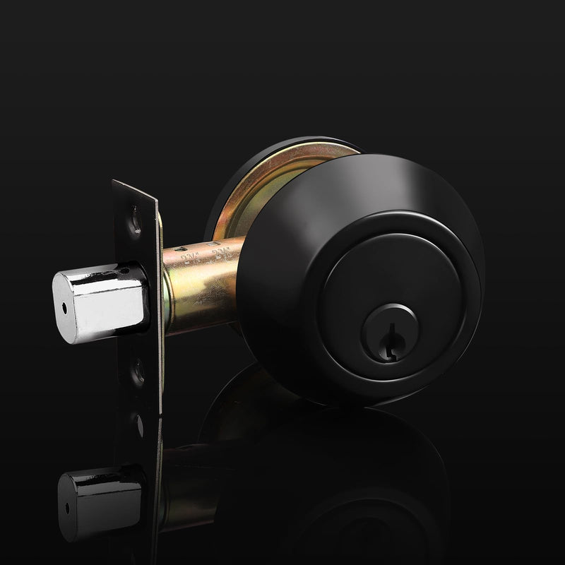 Gobrico Black Keyed Single Cylinder Deadbolts Door Locks Round Keyed Both Sides Combo Door Locksets with Different Keys for Exterior or Interior Doors 3 Pack