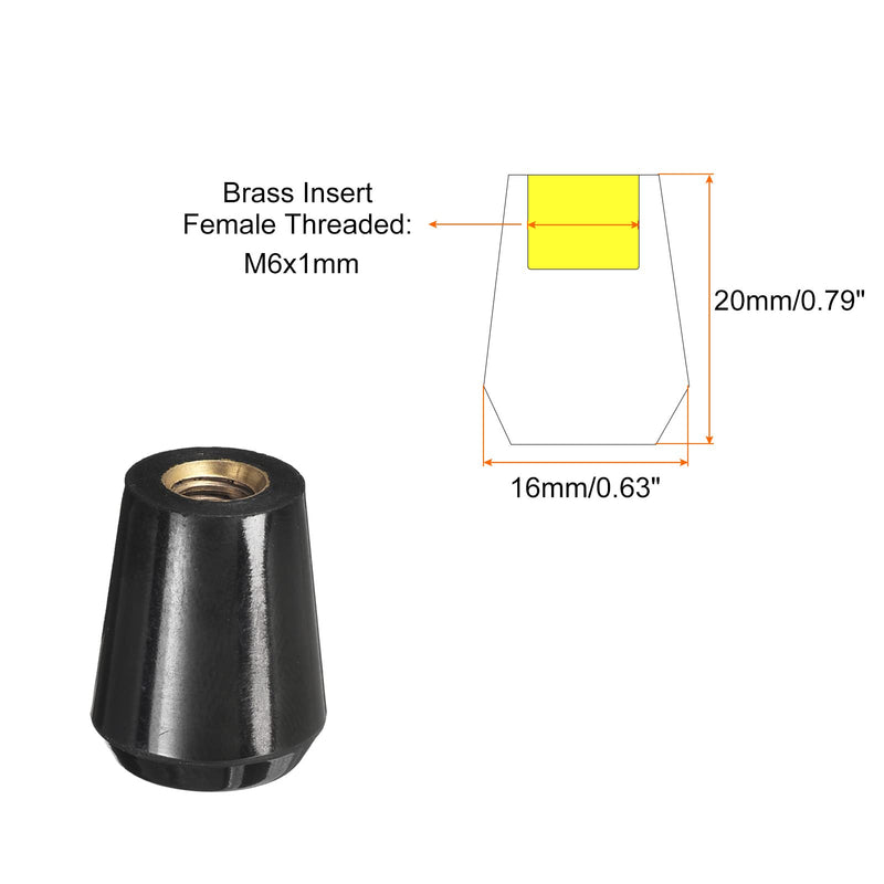 HARFINGTON Revolving Handle Grip, 2Pcs M6x20mm Phenolic Tapered Handle Female Thread with Brass Insert Machine Handle for Industry Lathe Milling Replacement Parts 2